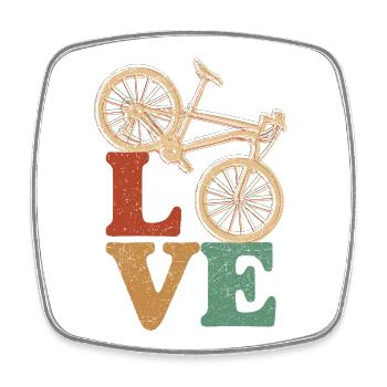 Bike Love Lettres Vintage - Magnet carré - blanc - Devant