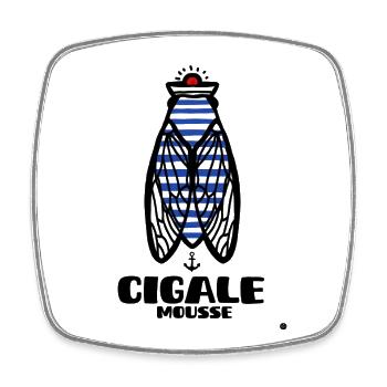 Cigale Marine Mousse - Magnet carré - blanc - Devant