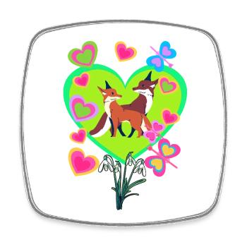 Retro Fox Foxes Vintage 80s 90s Vixen - Square fridge magnet - white - Front