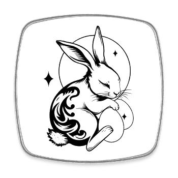 Lapin de Pâques endormi avec tribal et œufs - Magnet carré - blanc - Devant