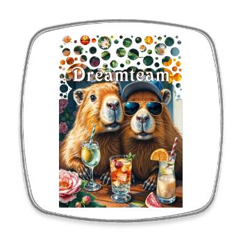 Dreamteam Capybara Couple Travail d’équipe Temps libre - Magnet carré - blanc - Devant