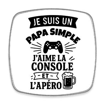 Papa simple console cadeau fête des pères - Magnet carré - blanc - Devant