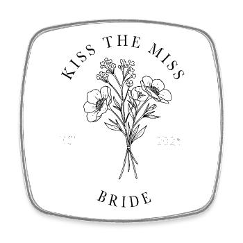 Kiss the Miss, Bride 2025 - Viereckiger Kühlschrankmagnet - Weiß - Vorne
