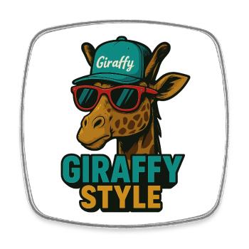 Giraffy Style Giraffe mit Cap - Viereckiger Kühlschrankmagnet - Weiß - Vorne