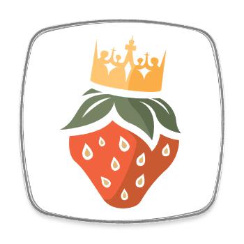 König der Erdbeeren - Cartoon strawberry - Viereckiger Kühlschrankmagnet - Weiß - Vorne