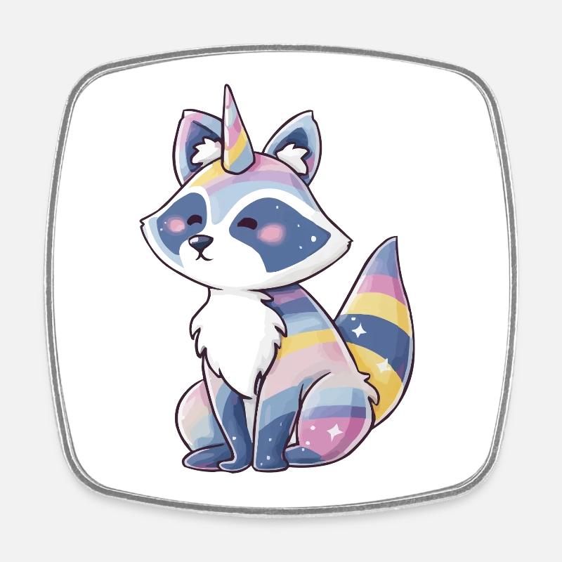Raccoonicorn Dreams - Square fridge magnet - white