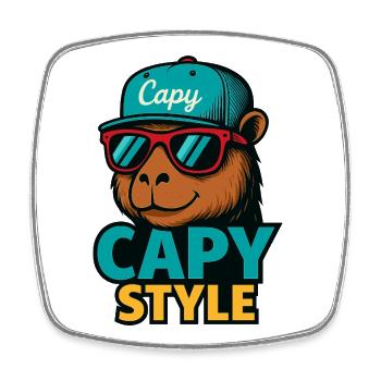 Capy Style Cap Graphic - Square fridge magnet - white - Front