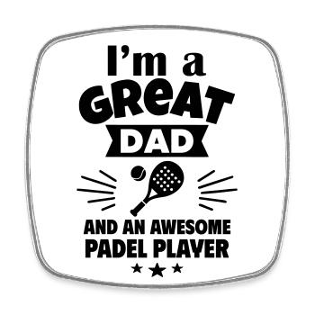 Ich bin ein toller Papa und ein Padel-Ass - Viereckiger Kühlschrankmagnet - Weiß - Vorne