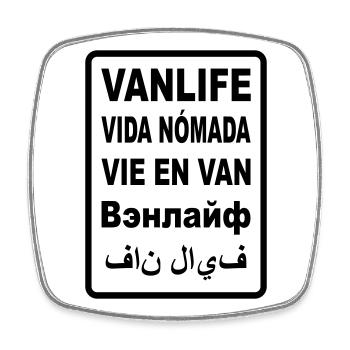 Vanlife International - Viereckiger Kühlschrankmagnet - Weiß - Vorne