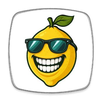 Lunettes de soleil citron frais Sourire aux fruits d’été - Magnet carré - blanc - Devant