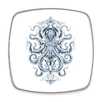 Octopus Ornament – Tattoo in Light Blue - Square fridge magnet - white - Front