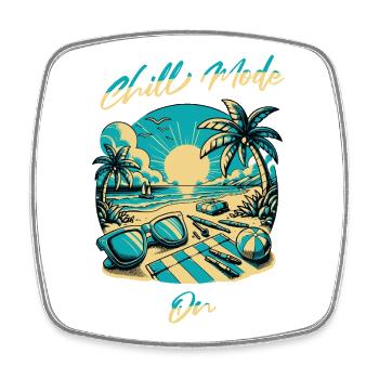 Strandsonne Chill Mode Design - Viereckiger Kühlschrankmagnet - Weiß - Vorne