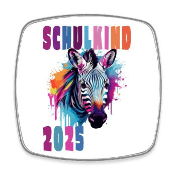 Schulkind 2025 - Einschulung - Wildtier - Zebra - Viereckiger Kühlschrankmagnet - Weiß - Vorne