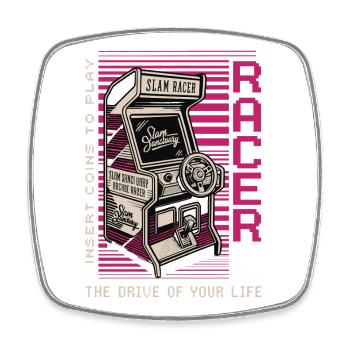 Racer Arcade Neon Retro - Viereckiger Kühlschrankmagnet - Weiß - Vorne
