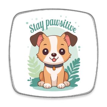 Stay Pawsitive - Conception de chien de dessin animé mignon - Magnet carré - blanc - Devant
