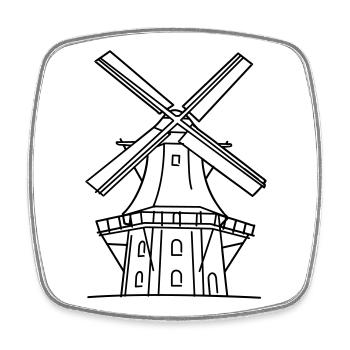 Moulin à vent - Magnet carré - blanc - Devant