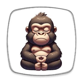 Süßer Gorilla Yoga Meditation Innere Ruhe Cartoon - Viereckiger Kühlschrankmagnet - Weiß - Vorne
