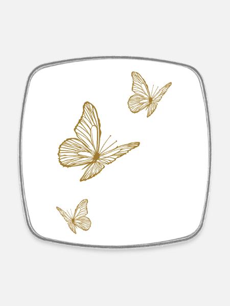 Golden Butterflies - Light & Midsummer Magic - Square fridge magnet - white