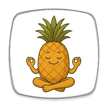 Süßer Ananas Yoga Meditation Entspannung Cartoon - Viereckiger Kühlschrankmagnet - Weiß - Vorne