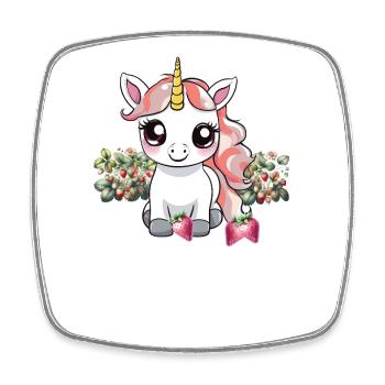 fraises licorne licornes adolescente enfant - Magnet carré - blanc - Devant