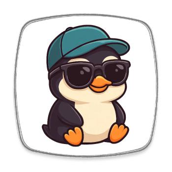 Cooler Pinguin mit Sonnenbrille Sommer Freude  - Viereckiger Kühlschrankmagnet - Weiß - Vorne