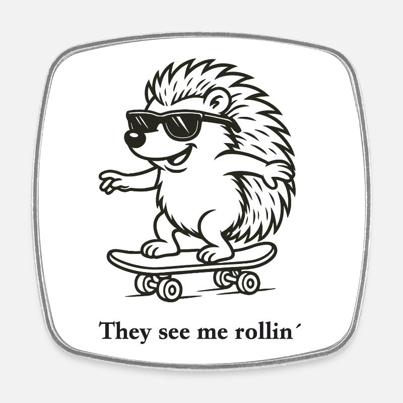 They see me rollin ́ - Square fridge magnet - white