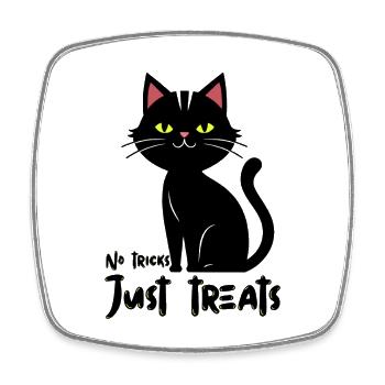 Glowing Cat Silhouette Illustration - Square fridge magnet - white - Front