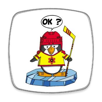 Pingouin et sport d'hiver - Magnet carré - blanc - Devant