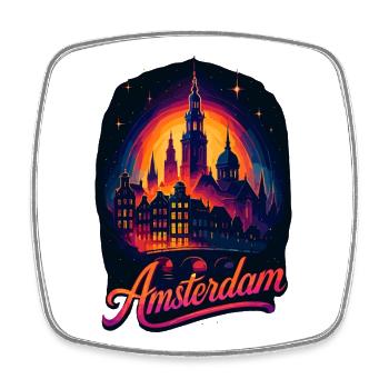 Amsterdam Capitale Pays-Bas Pays-Bas Cadeau - Magnet carré - blanc - Devant