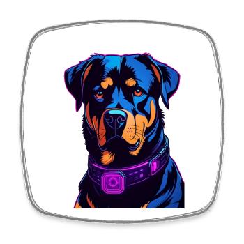 Neon Rottweiler Digital Art - Square fridge magnet - white - Front