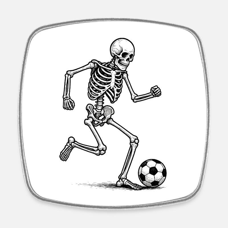 Skeleton Soccer Player - Square fridge magnet - white