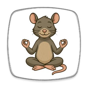 Maus Ratte Yoga Meditation Entspannung Innere Ruhe - Viereckiger Kühlschrankmagnet - Weiß - Vorne