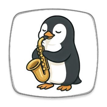 Niedlicher Pinguin Saxophonist Jazzmusik Cartoon - Viereckiger Kühlschrankmagnet - Weiß - Vorne