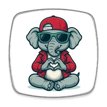Herz-Elefant mit Style - Viereckiger Kühlschrankmagnet - Weiß - Vorne