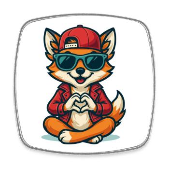 Foxy Love Vibes - Square fridge magnet - white - Front