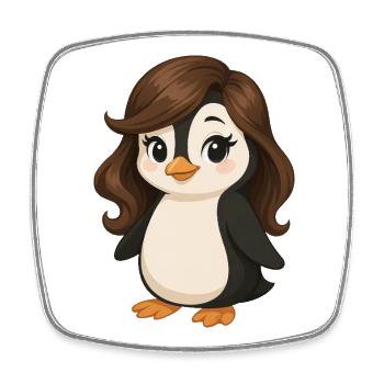 mignon pingouin fille dessin animé femme - Magnet carré - blanc - Devant