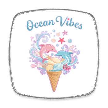 Eiscreme & Delfine Design 🍦🐬🐬 - Viereckiger Kühlschrankmagnet - Weiß - Vorne