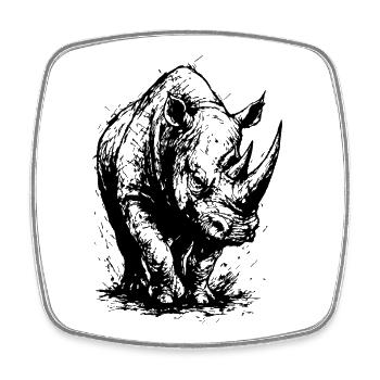 Rhinocéros : Cœur sauvage - Magnet carré - blanc - Devant