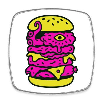 Monster Burger dans le style Pop Art - Magnet carré - blanc - Devant