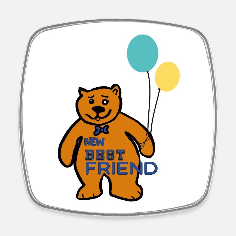 Bear with balloons - Square fridge magnet - white