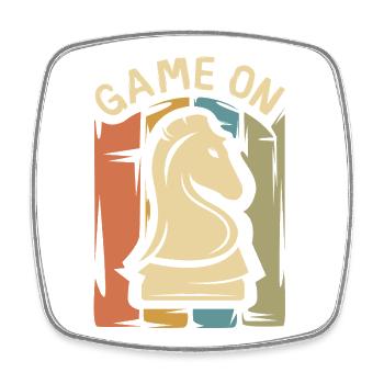 Game On Chess Design – Retro Springer - Magnet carré - blanc - Devant