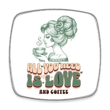 Love & Coffee – Retro Woman Clipart - Square fridge magnet - white - Front