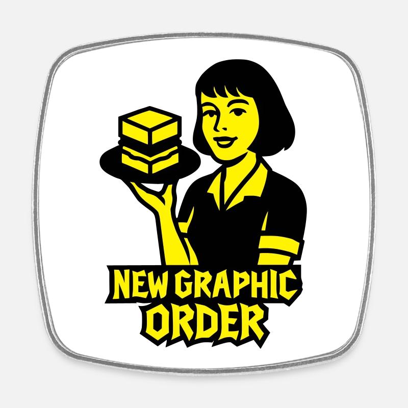 New Graphic Order #1 - Viereckiger Kühlschrankmagnet - Weiß