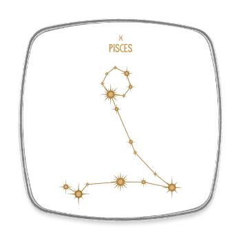 Pisces Zodiac Sign Star Constellation Golden Tones - Square fridge magnet - white - Front
