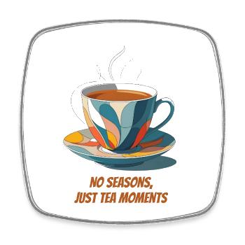 Colorful tea cup with lettering - Square fridge magnet - white - Front