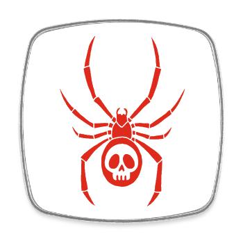 Red spider mite and skull - Square fridge magnet - white - Front