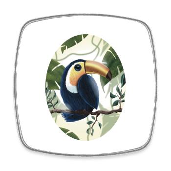 Toucan on Tree Branch - Square fridge magnet - white - Front