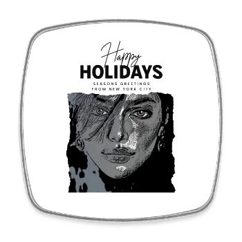 Happy Holidays from NYC - Square fridge magnet - white - Front