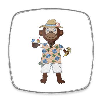 Banana Vibes Chill Monkey in Summer Mode - Square fridge magnet - white - Front
