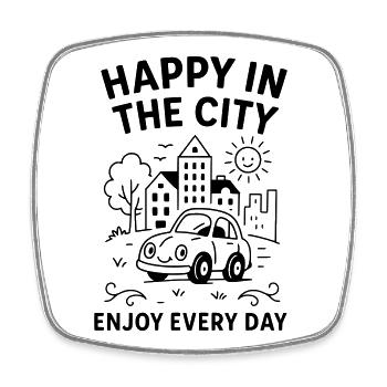 HappyCity - Magnet carré - blanc - Devant